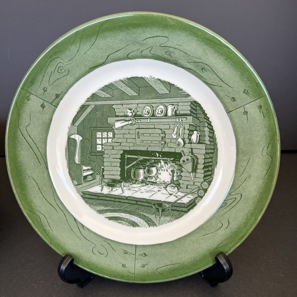 Royal China Other - Colonial Homestead by Royal China 10" Dinner Plates Fireplace Lot Of 4 Vintage